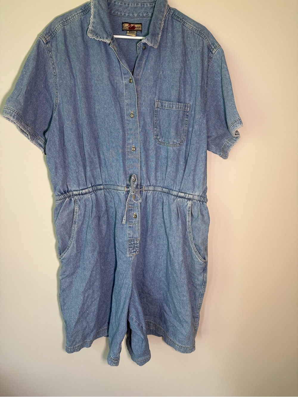 Denim Short Jumpsuit Romper - Light Blue